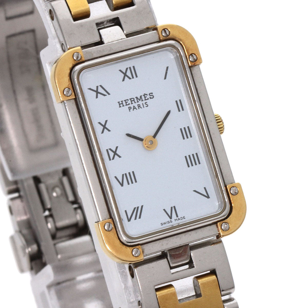 HERMES Watches Quartz CR1.220 Stainless Steel , SSxGP gold Clojure white dial Women Used Authentic