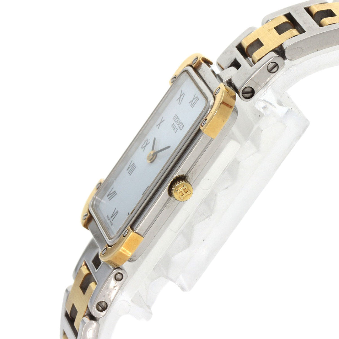 HERMES Watches Quartz CR1.220 Stainless Steel , SSxGP gold Clojure white dial Women Used Authentic