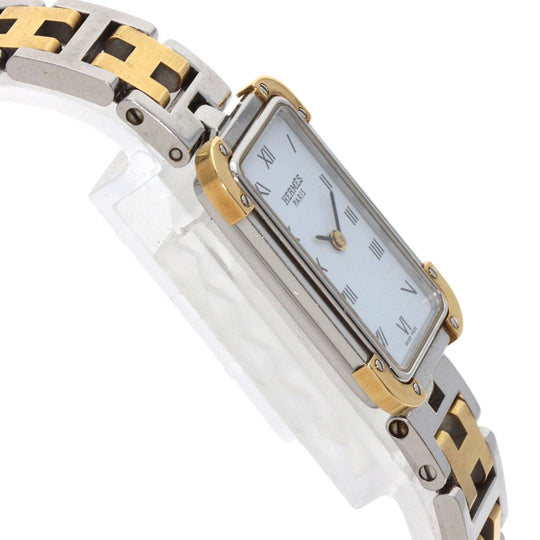 HERMES Watches Quartz CR1.220 Stainless Steel , SSxGP gold Clojure white dial Women Used Authentic