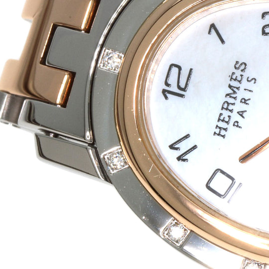 HERMES Watches Quartz CO1.222 Stainless Steel, SSxPGP, Diamond gold Clipper oval White shell dial Women Used Authentic