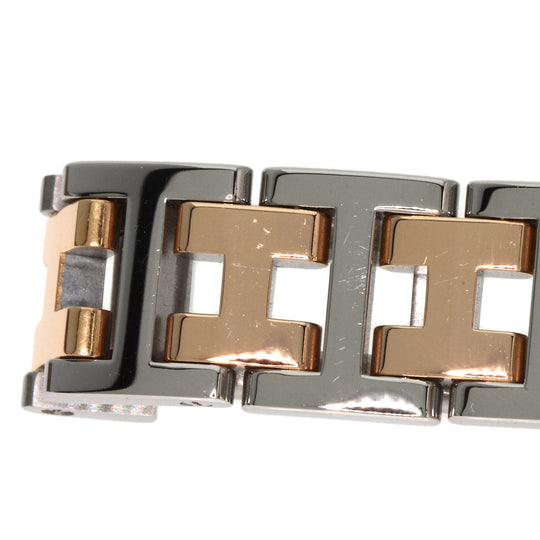 HERMES Watches Quartz CO1.222 Stainless Steel, SSxPGP, Diamond gold Clipper oval White shell dial Women Used Authentic