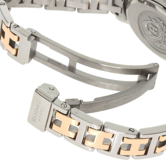 HERMES Watches Quartz CO1.222 Stainless Steel, SSxPGP, Diamond gold Clipper oval White shell dial Women Used Authentic