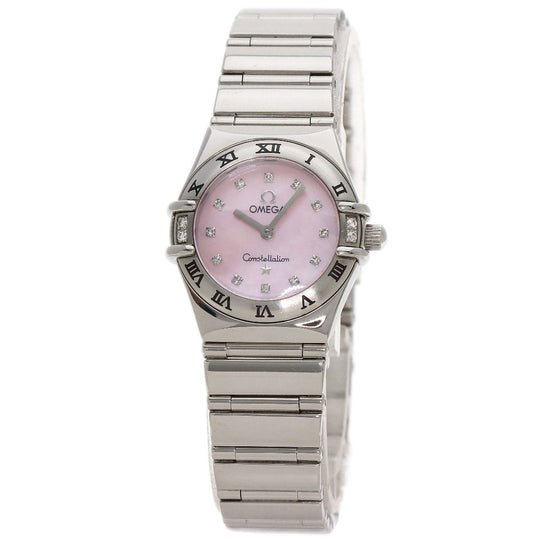 OMEGA Watches Quartz 1566.66 Stainless Steel , Stainless Steel Silver Constellation Mini My Choice 4P 12P Diamond Pink shell dial Women Used Authentic