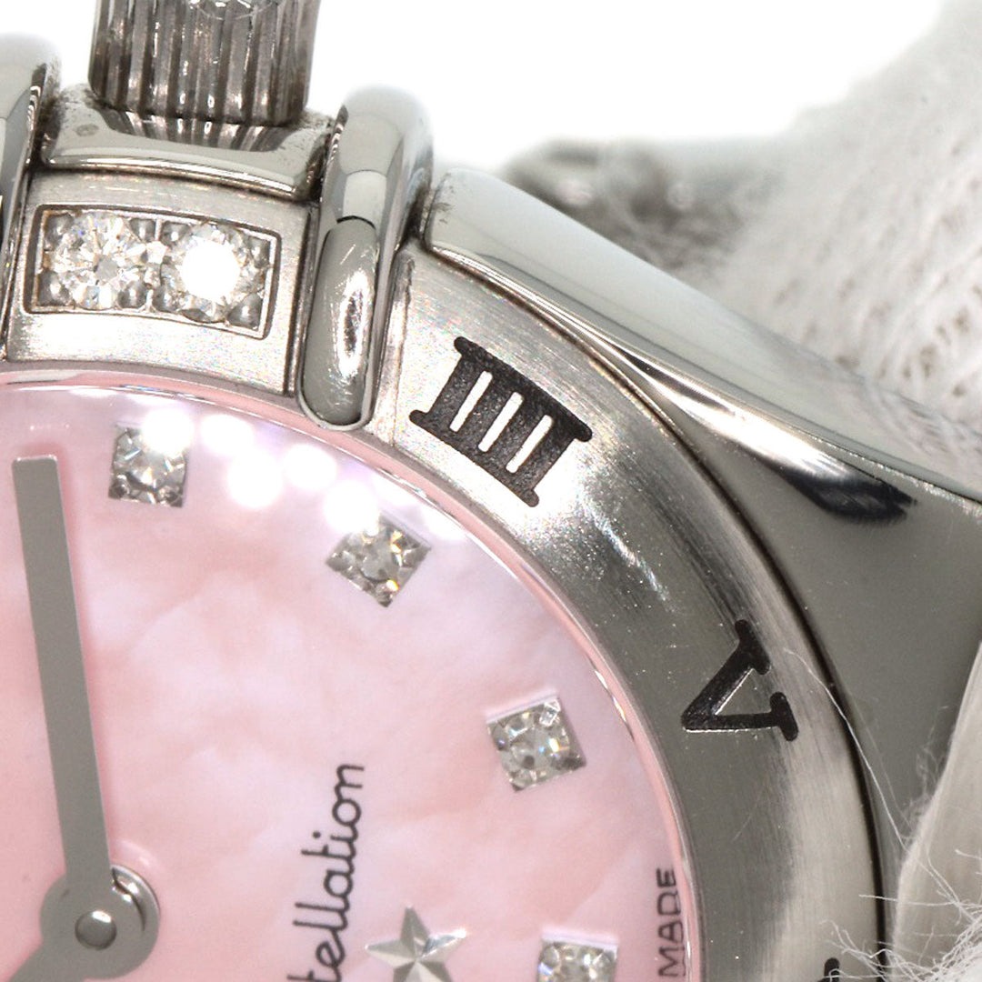 OMEGA Watches Quartz 1566.66 Stainless Steel , Stainless Steel Silver Constellation Mini My Choice 4P 12P Diamond Pink shell dial Women Used Authentic