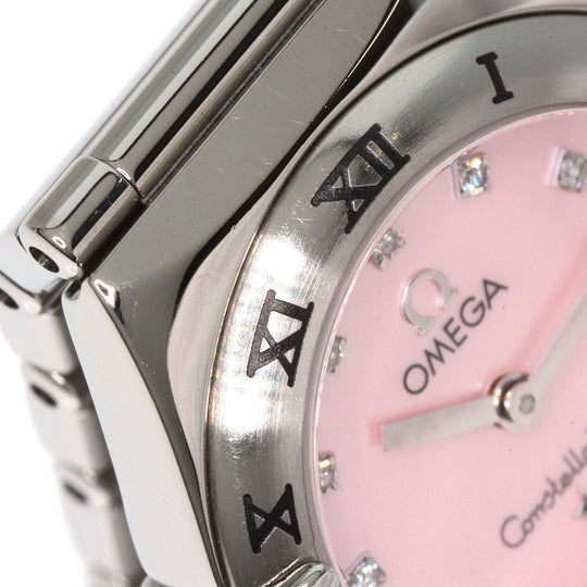OMEGA Watches Quartz 1566.66 Stainless Steel , Stainless Steel Silver Constellation Mini My Choice 4P 12P Diamond Pink shell dial Women Used Authentic