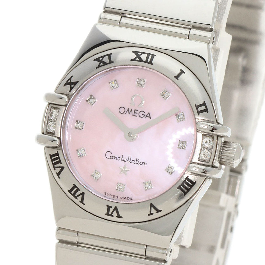 OMEGA Watches Quartz 1566.66 Stainless Steel , Stainless Steel Silver Constellation Mini My Choice 4P 12P Diamond Pink shell dial Women Used Authentic