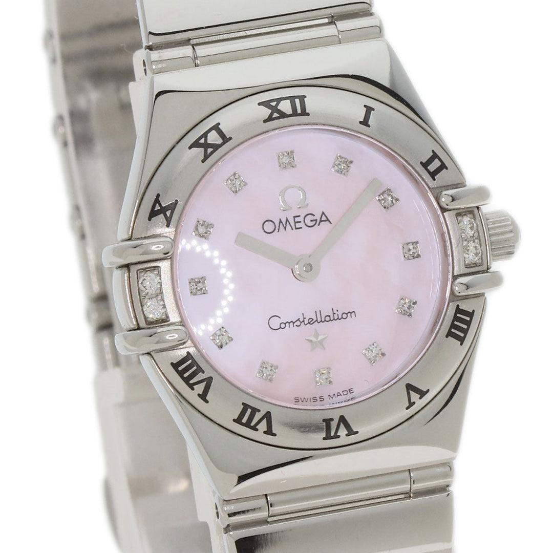OMEGA Watches Quartz 1566.66 Stainless Steel , Stainless Steel Silver Constellation Mini My Choice 4P 12P Diamond Pink shell dial Women Used Authentic