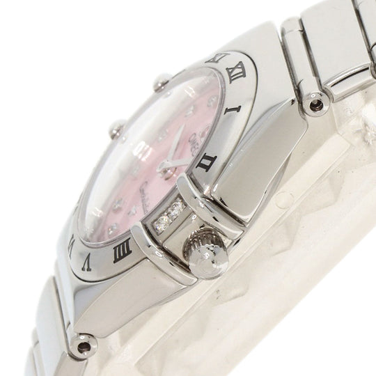 OMEGA Watches Quartz 1566.66 Stainless Steel , Stainless Steel Silver Constellation Mini My Choice 4P 12P Diamond Pink shell dial Women Used Authentic