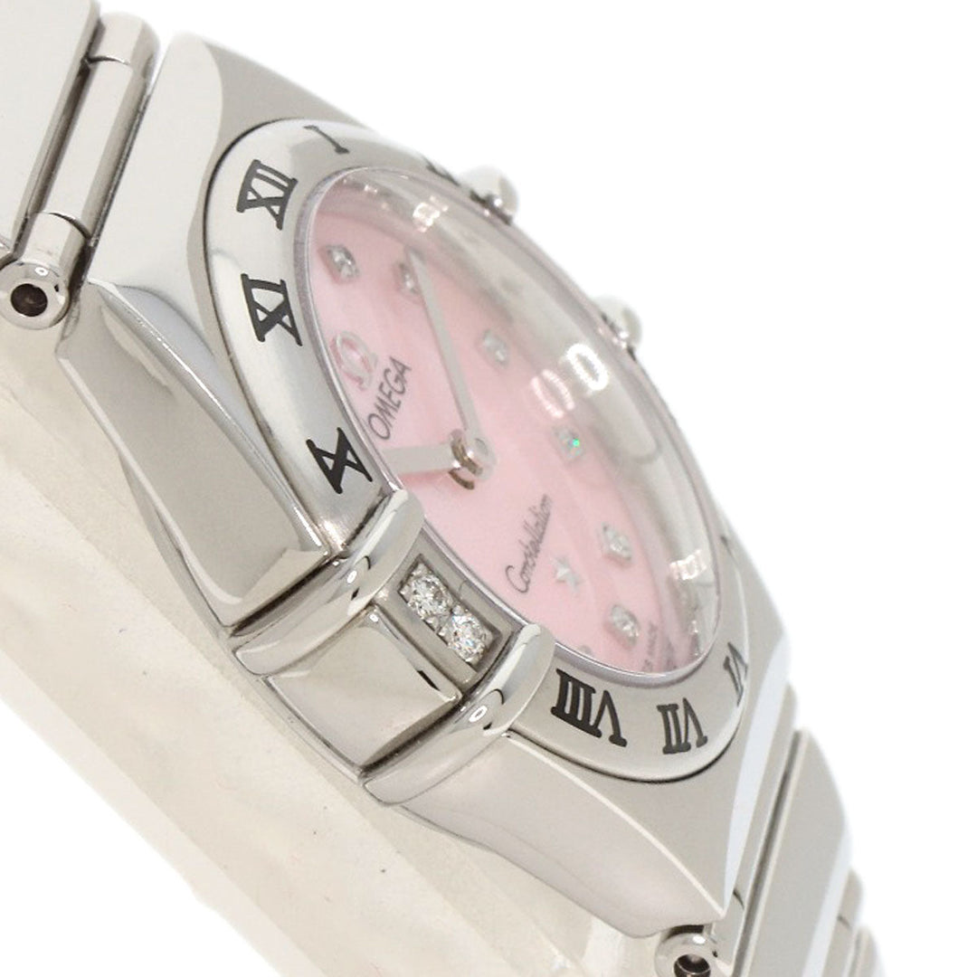 OMEGA Watches Quartz 1566.66 Stainless Steel , Stainless Steel Silver Constellation Mini My Choice 4P 12P Diamond Pink shell dial Women Used Authentic