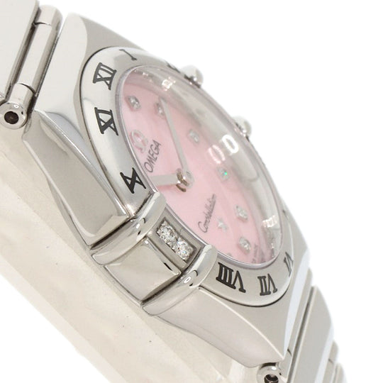 OMEGA Watches Quartz 1566.66 Stainless Steel , Stainless Steel Silver Constellation Mini My Choice 4P 12P Diamond Pink shell dial Women Used Authentic