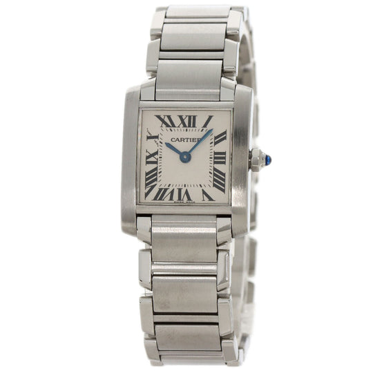 CARTIER Watches Quartz W51008Q3 Stainless Steel , Stainless Steel Silver Tank francaise SM Silver dial Women Used Authentic