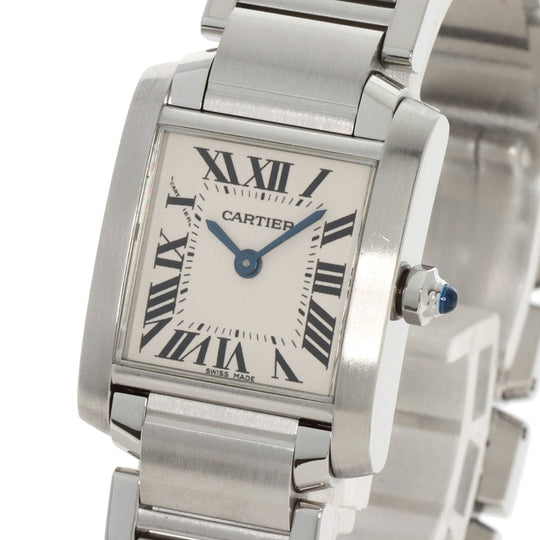 CARTIER Watches Quartz W51008Q3 Stainless Steel , Stainless Steel Silver Tank francaise SM Silver dial Women Used Authentic