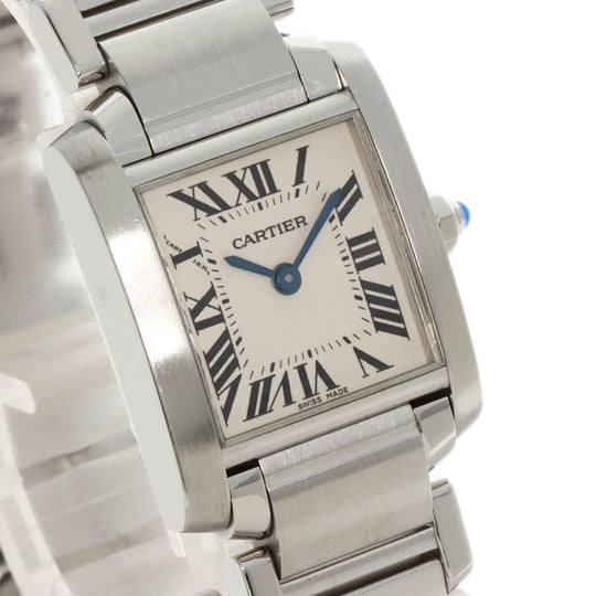 CARTIER Watches Quartz W51008Q3 Stainless Steel , Stainless Steel Silver Tank francaise SM Silver dial Women Used Authentic