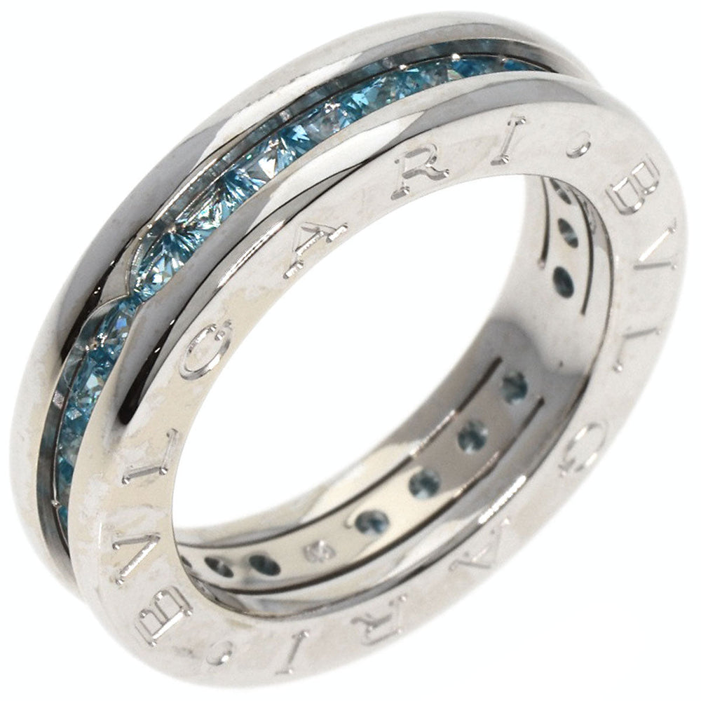 BVLGARI Ring K18WG Silver B-zero1 B-zero1 XS 1 Band Blue Topaz Women Used Authentic