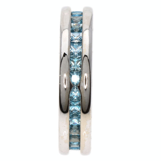 BVLGARI Ring K18WG Silver B-zero1 B-zero1 XS 1 Band Blue Topaz Women Used Authentic