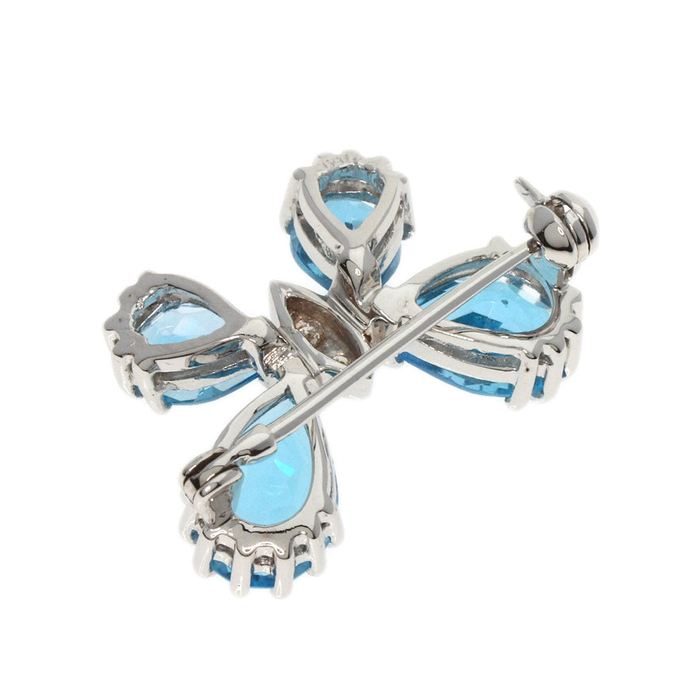 Ponte Vecchio Brooch K18WG Silver Butterfly Diamond Blue Topaz