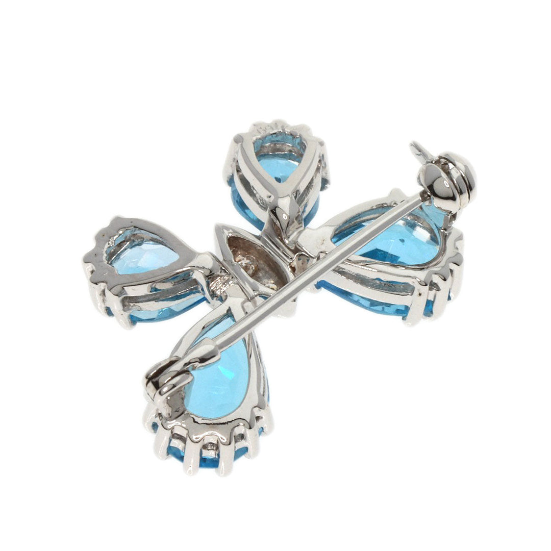 Ponte Vecchio Brooch K18WG Silver Butterfly Diamond Blue Topaz