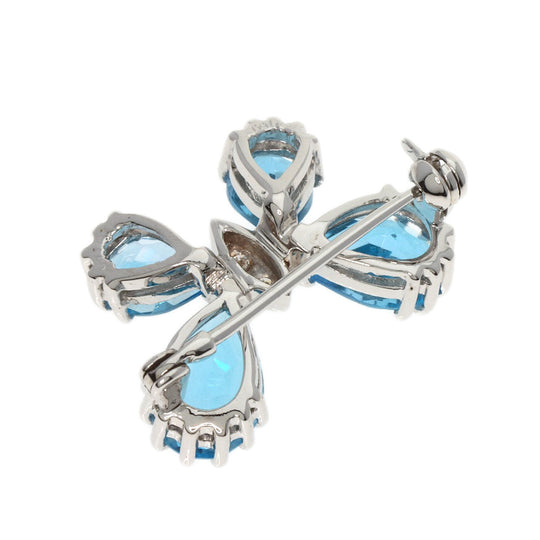 Ponte Vecchio Brooch K18WG Silver Butterfly Diamond Blue Topaz