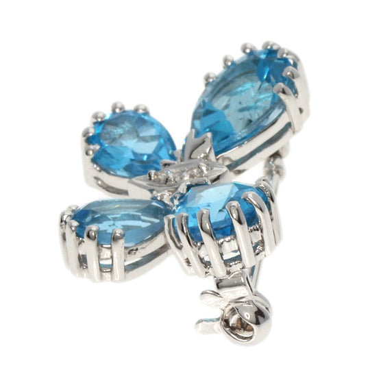 Ponte Vecchio Brooch K18WG Silver Butterfly Diamond Blue Topaz