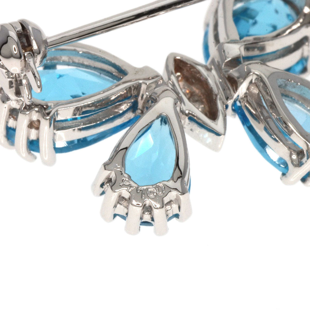 Ponte Vecchio Brooch K18WG Silver Butterfly Diamond Blue Topaz