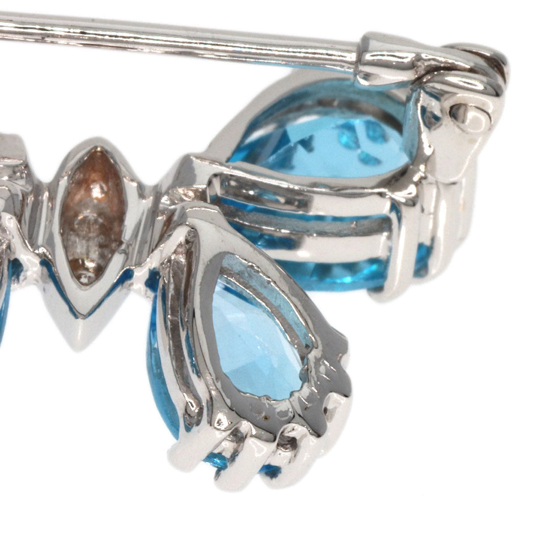 Ponte Vecchio Brooch K18WG Silver Butterfly Diamond Blue Topaz