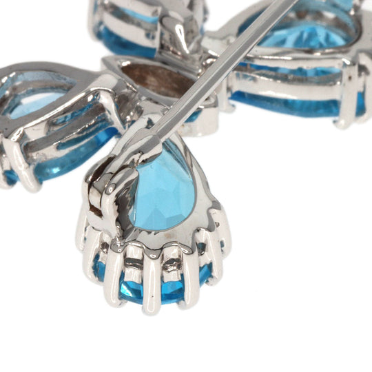 Ponte Vecchio Brooch K18WG Silver Butterfly Diamond Blue Topaz