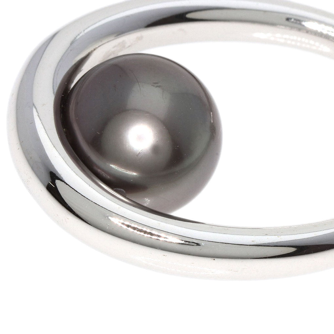 MIKIMOTO Necklace K18WG Silver Swing Egg Black Pearl Women Used Authentic