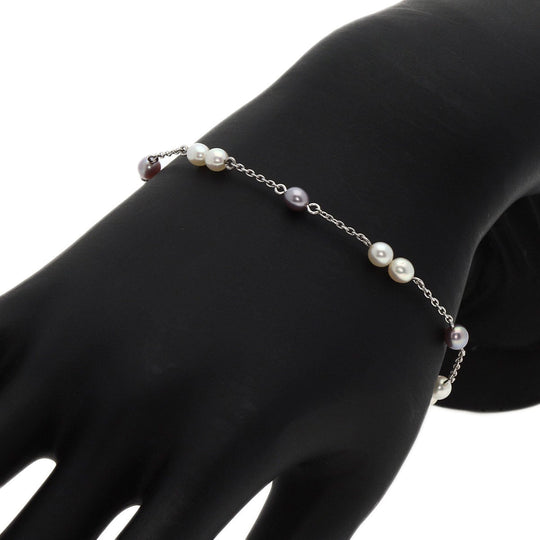TASAKI bracelet K18WG Silver Freshwater Pearl Station Pearl Women Used Authentic