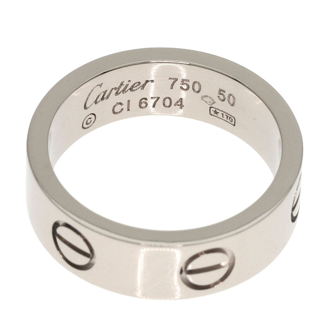 CARTIER Ring K18WG Silver Love Ring #50 Women Used Authentic