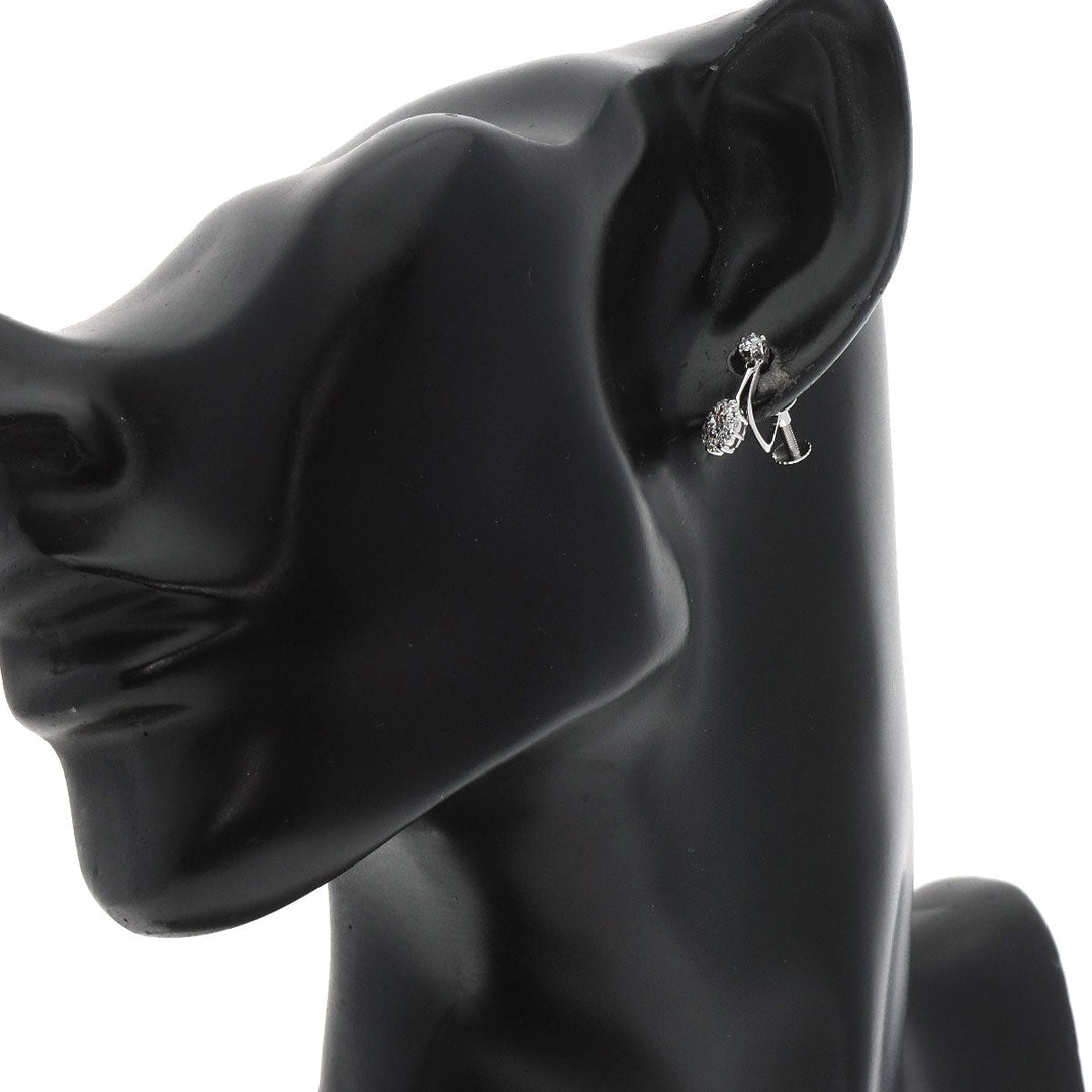 Ponte Vecchio Earring K18WG Silver diamond Women Used Authentic