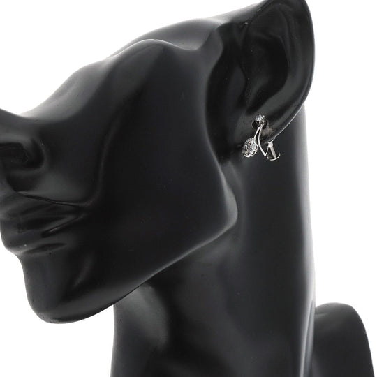 Ponte Vecchio Earring K18WG Silver diamond Women Used Authentic