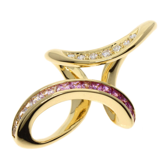 JUNE Pendant top 18K Yellow Gold gold Pink sapphire diamond Women Used Authentic