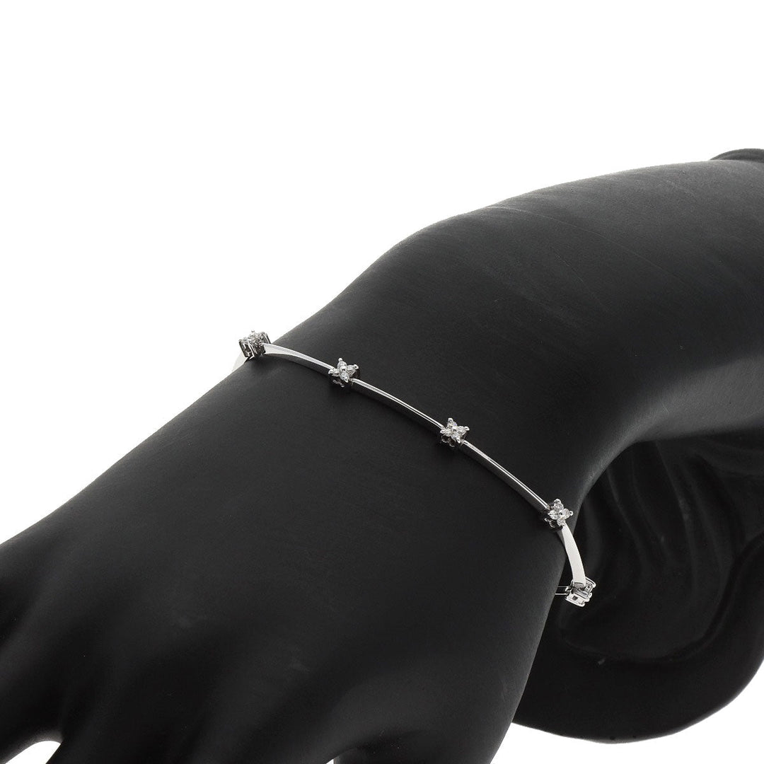 Ponte Vecchio bracelet K18WG Silver diamond Women Used Authentic