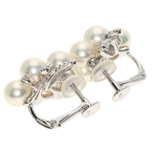 TASAKI Earring K18WG Silver Akoya Pearl Diamond