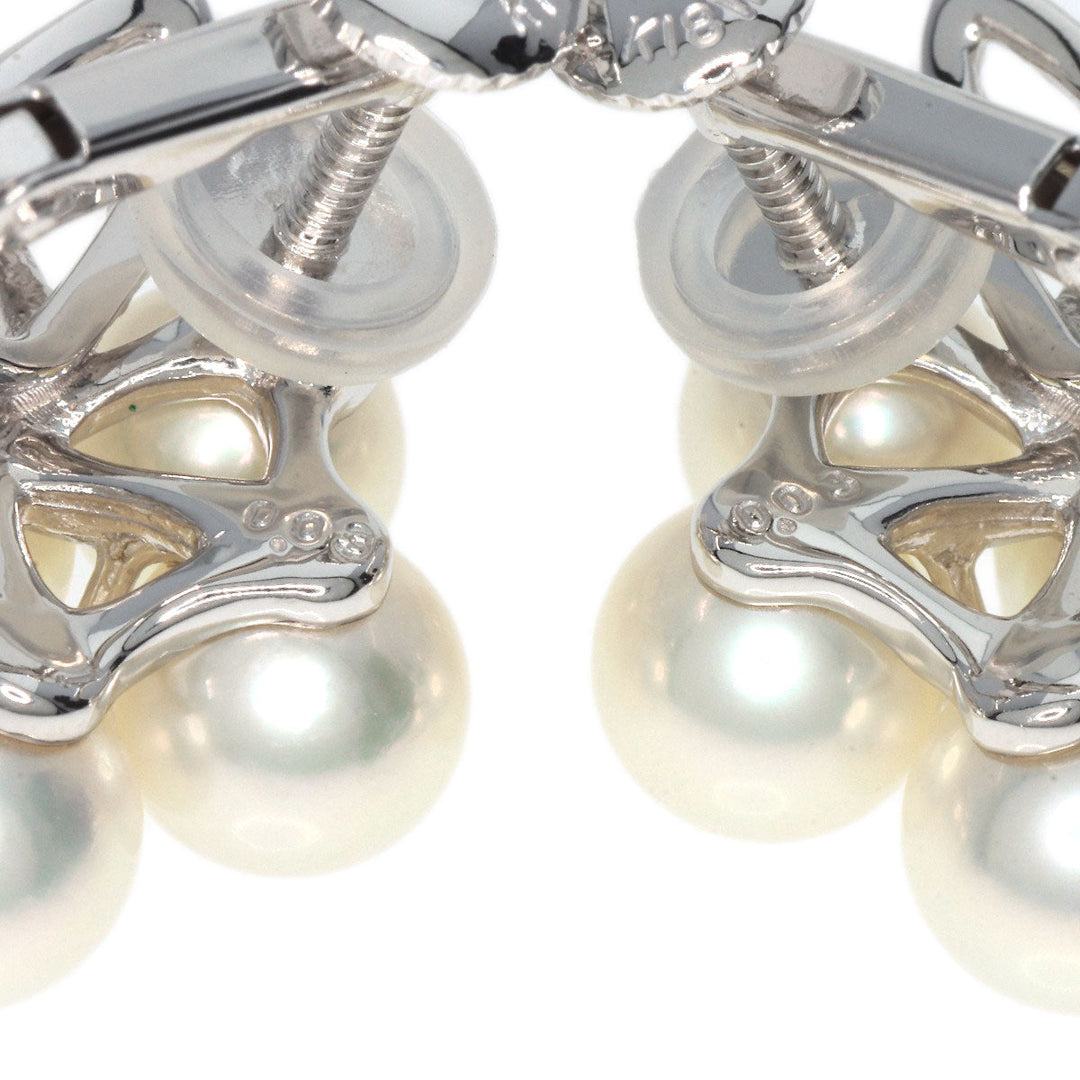 TASAKI Earring K18WG Silver Akoya Pearl Diamond