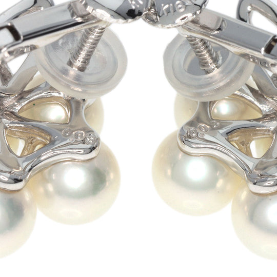 TASAKI Earring K18WG Silver Akoya Pearl Diamond