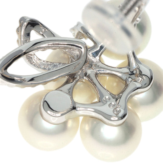 TASAKI Earring K18WG Silver Akoya Pearl Diamond