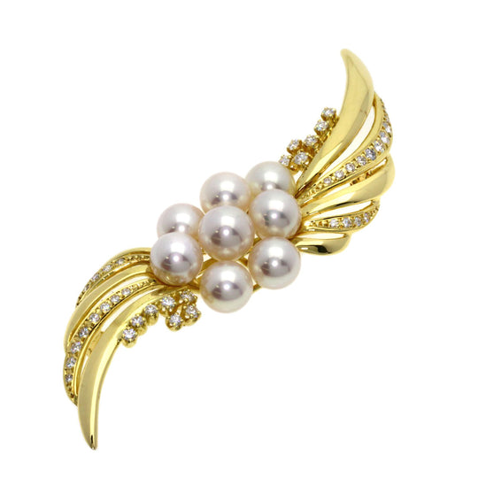 MIKIMOTO Brooch 18K Yellow Gold gold Pearl pearl diamond Women Used Authentic