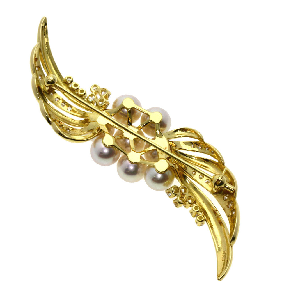 MIKIMOTO Brooch 18K Yellow Gold gold Pearl pearl diamond Women Used Authentic