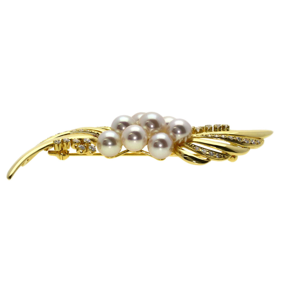 MIKIMOTO Brooch 18K Yellow Gold gold Pearl pearl diamond Women Used Authentic