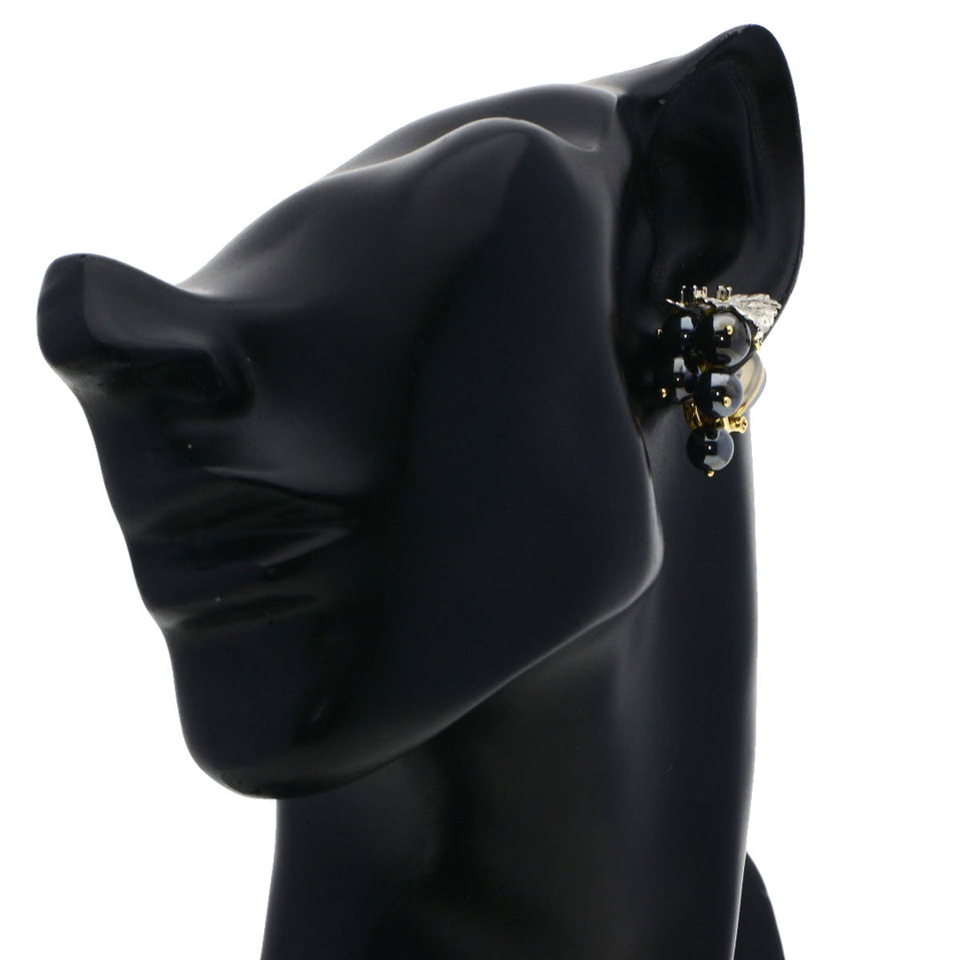 NOBUKO ISHIKAWA Earring K18YG , PT900 Silver Hematite Sapphire Diamond Agate Motif Women Used Authentic