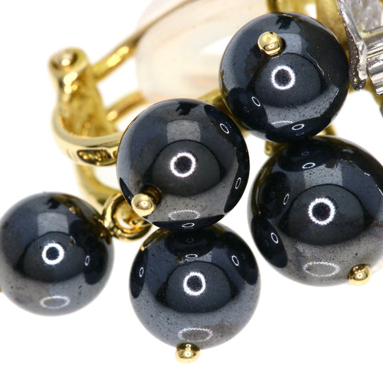 NOBUKO ISHIKAWA Earring K18YG , PT900 Silver Hematite Sapphire Diamond Agate Motif Women Used Authentic