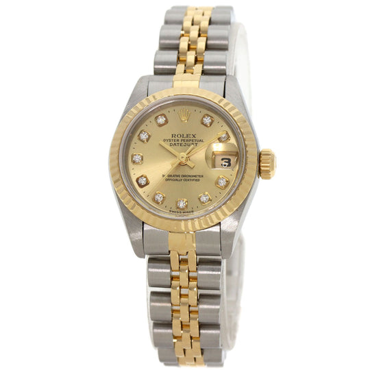 ROLEX Watches Mechanical Automatic 69173G Stainless Steel gold Datejust 10P Diamond Champagne Gold dial