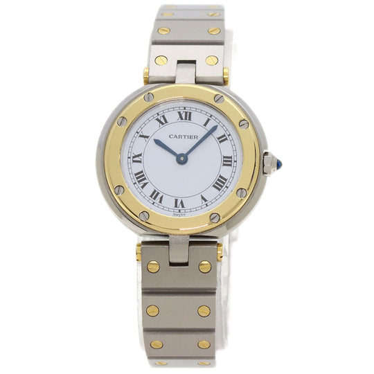 CARTIER Watches Quartz Stainless Steel , SSxK18YG , K18YG gold Santos Round SM white dial Women Used Authentic