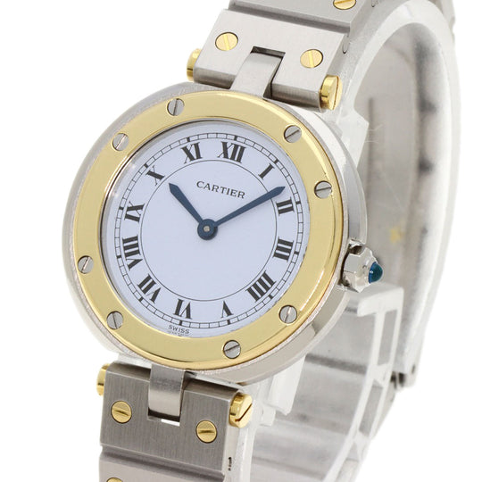 CARTIER Watches Quartz Stainless Steel , SSxK18YG , K18YG gold Santos Round SM white dial Women Used Authentic