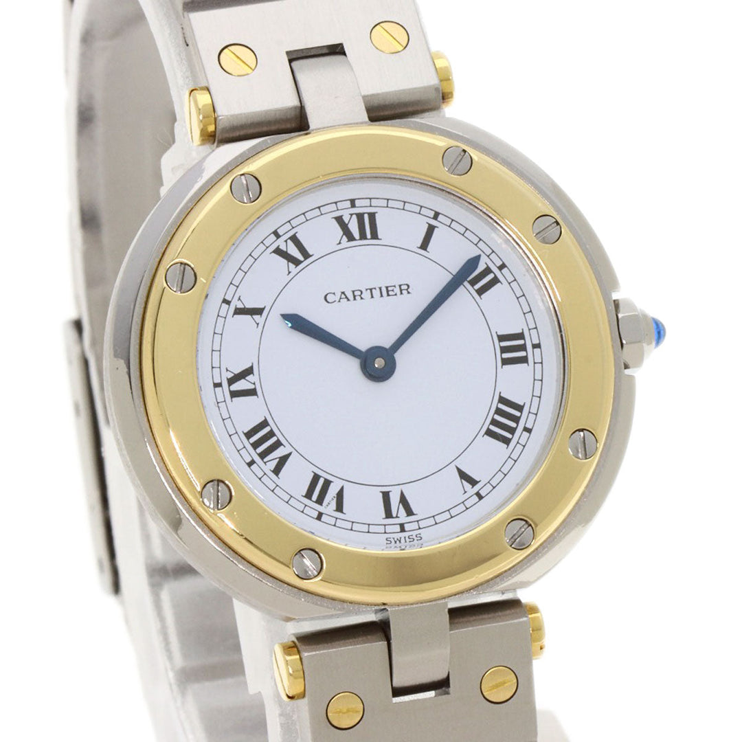 CARTIER Watches Quartz Stainless Steel , SSxK18YG , K18YG gold Santos Round SM white dial Women Used Authentic