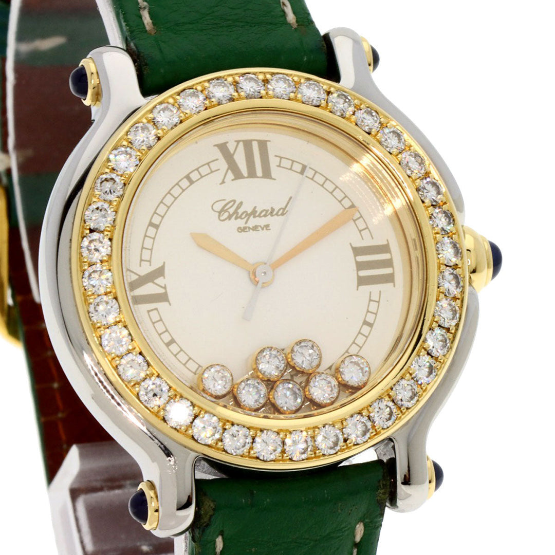 Chopard Watches Quartz 27/8237-23/11 Stainless Steel gold Happy Sports 7P Bezel Diamond Ivory dial