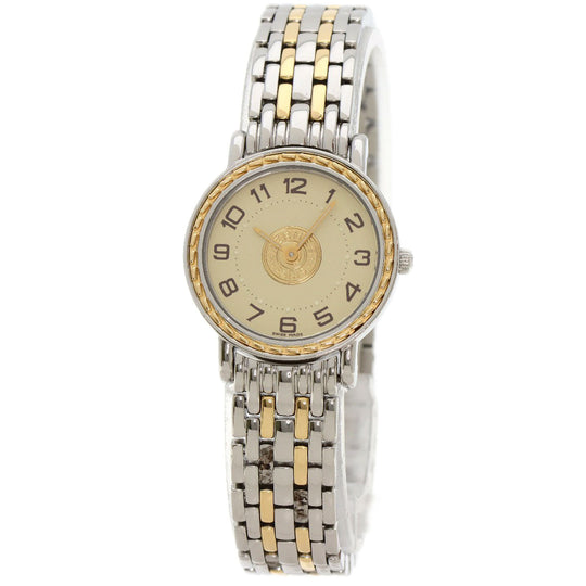 HERMES Watches Quartz SE4.220 Stainless Steel , SSxGP gold Serie Ivory dial Women Used Authentic