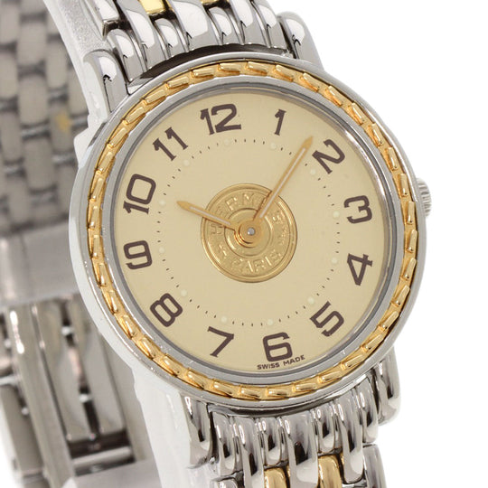 HERMES Watches Quartz SE4.220 Stainless Steel , SSxGP gold Serie Ivory dial Women Used Authentic