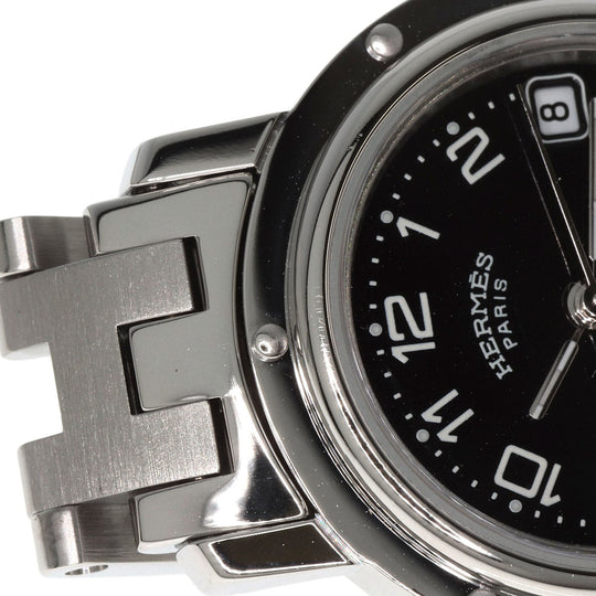 HERMES Watches Quartz CL4.210 Stainless Steel Silver Clipper black dial